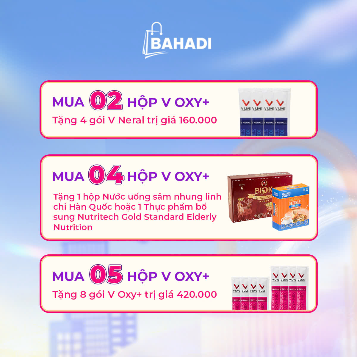 Mua 2 hộp Thực phẩm bổ sung Voxy+ Tặng 4 gói V Neral trị giá 160.000 đồng