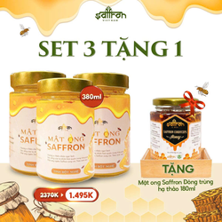 Liệu trình 3 hũ Mật ong Saffron Tinh nghệ (380ml) - dùng 5 tháng