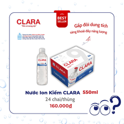 (SHIP TỪ 2 THÙNG)Thùng Nước ion kiềm 9.0 pH - 550ml (Thùng 24 chai)